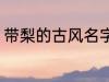 带梨的古风名字 带梨的古风名字推荐